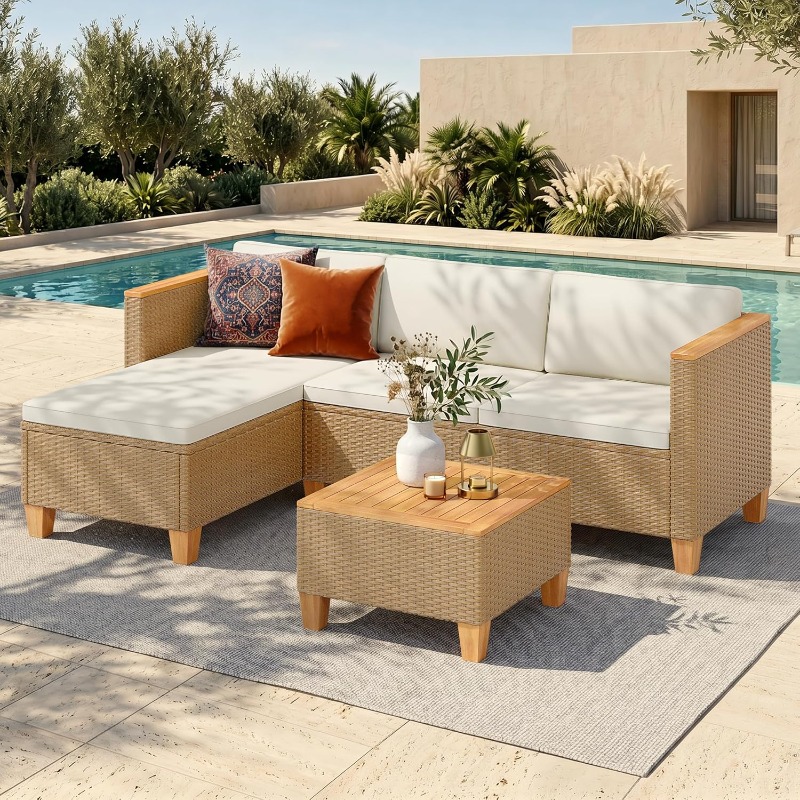 Outdoor Furniture Yellow - Small Patio Furniture Set,3 Pieces Wicker