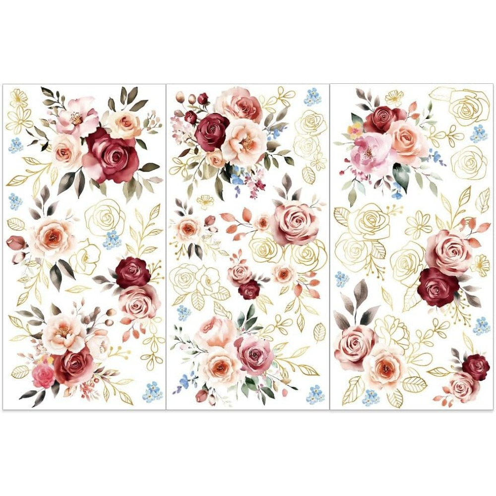 Outdoor Furniture Manufacturer - 3pcs/Set Watercolor Roses Rub on Transfers