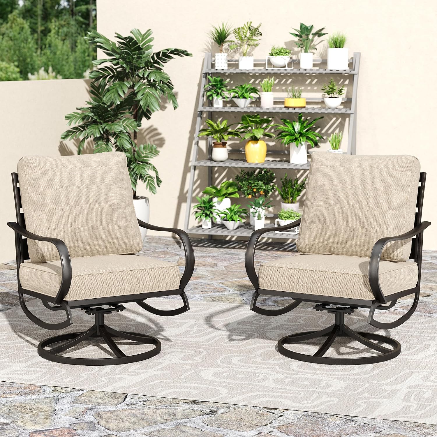 Swivel Patio Chair 2 Set with  - Deck Chair Lounger 评论和价格