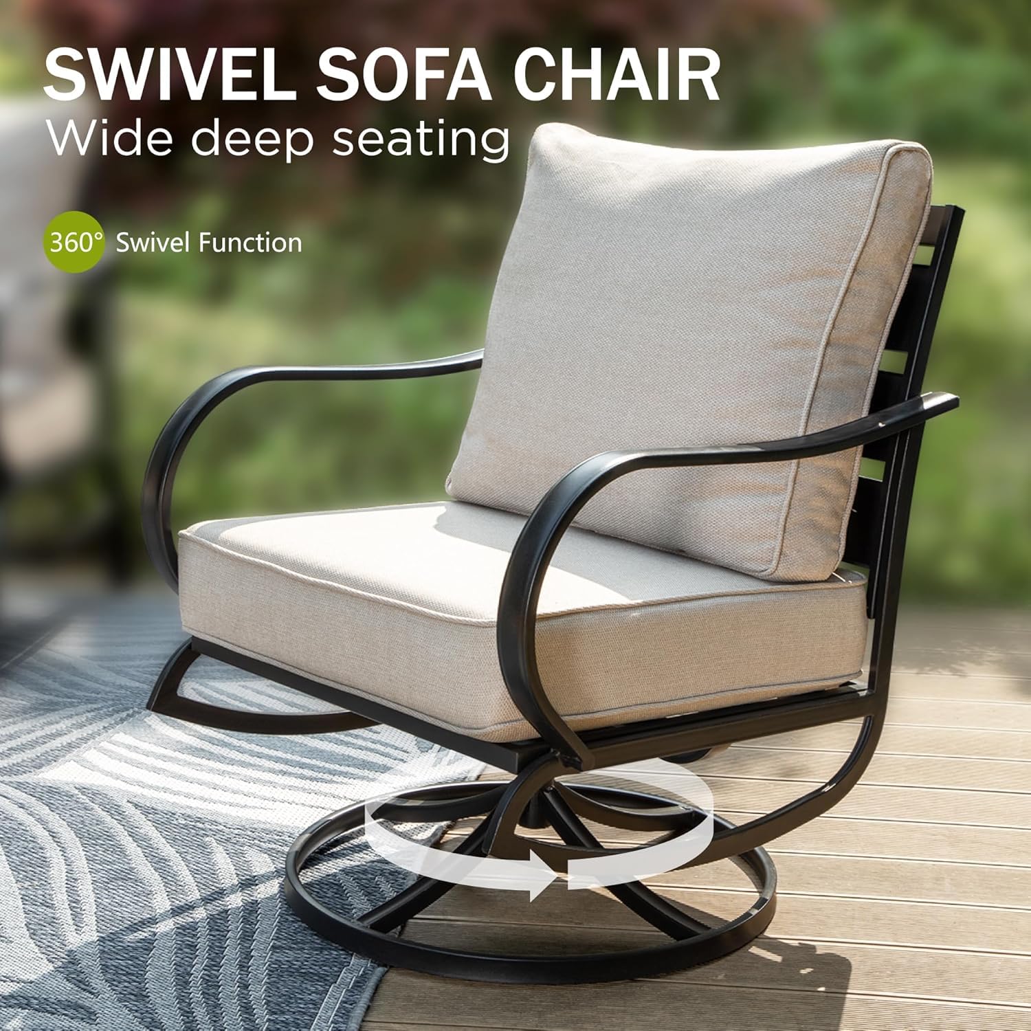 Swivel Patio Chair 2 Set with  - Deck Chair Lounger 评论和价格