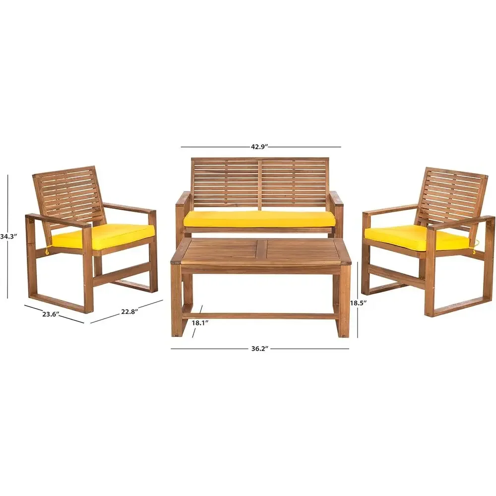 4-Piece Acacia Outdoor Patio F - Outdoor Furniture Yellow 评论和价格