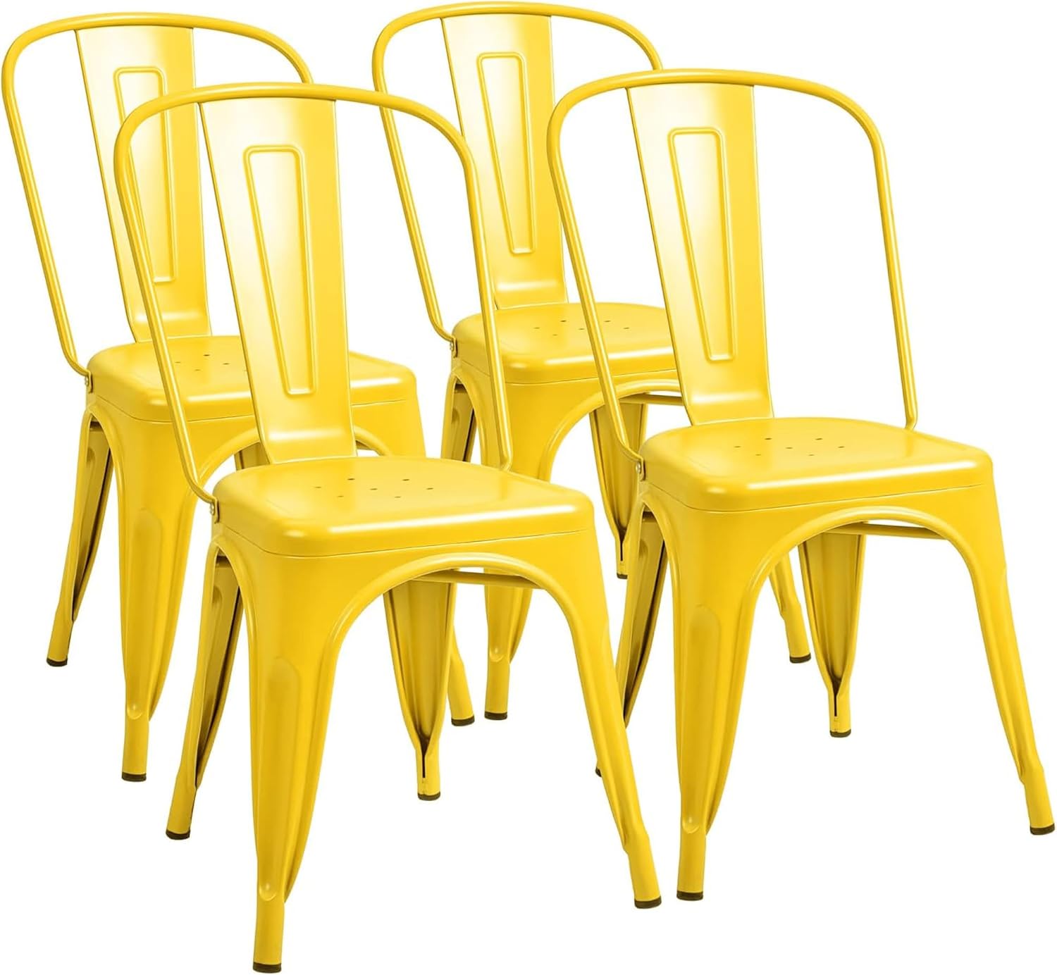 Metal Dining Chairs Set Of 4 I - Outdoor Furniture Yellow 评论和价格