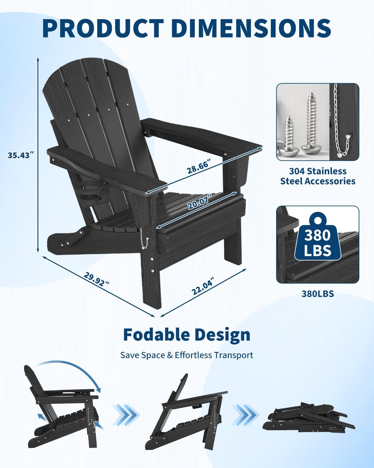 Folding Adirondack Chair HDPE  - Deck Chair Lounger 评论和价格
