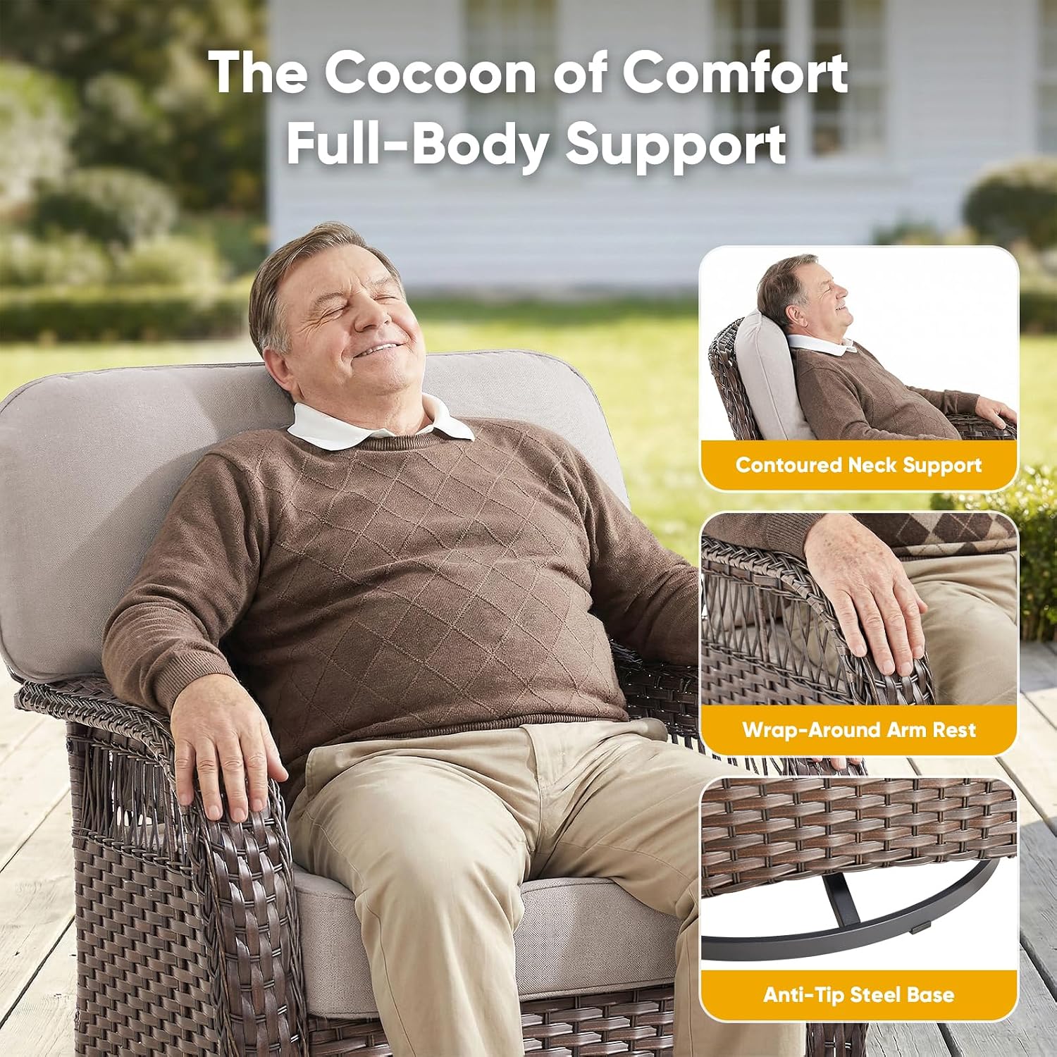 Wicker Swivel Rocker Patio Cha - Deck Chair Lounger 评论和价格