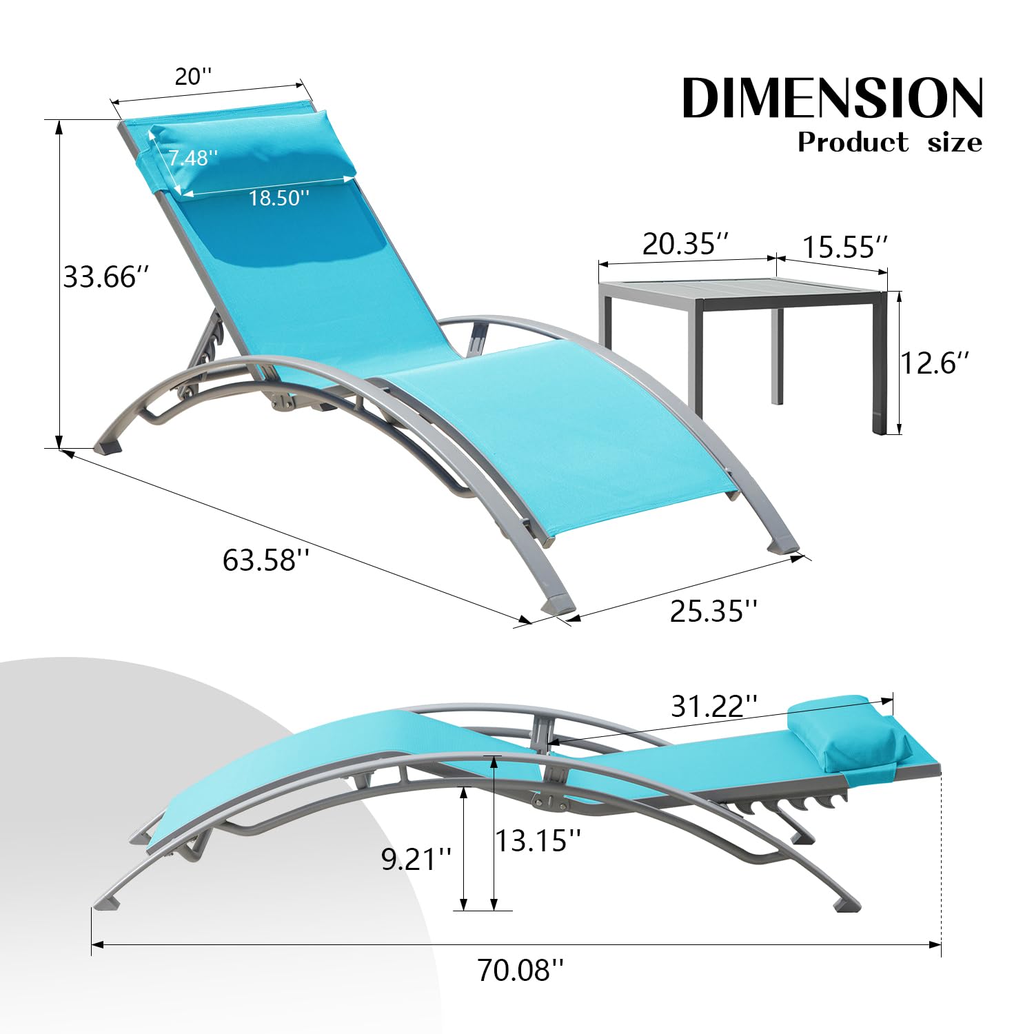 Adjustable Aluminum Outdoor Ch - Deck Chair Lounger 评论和价格