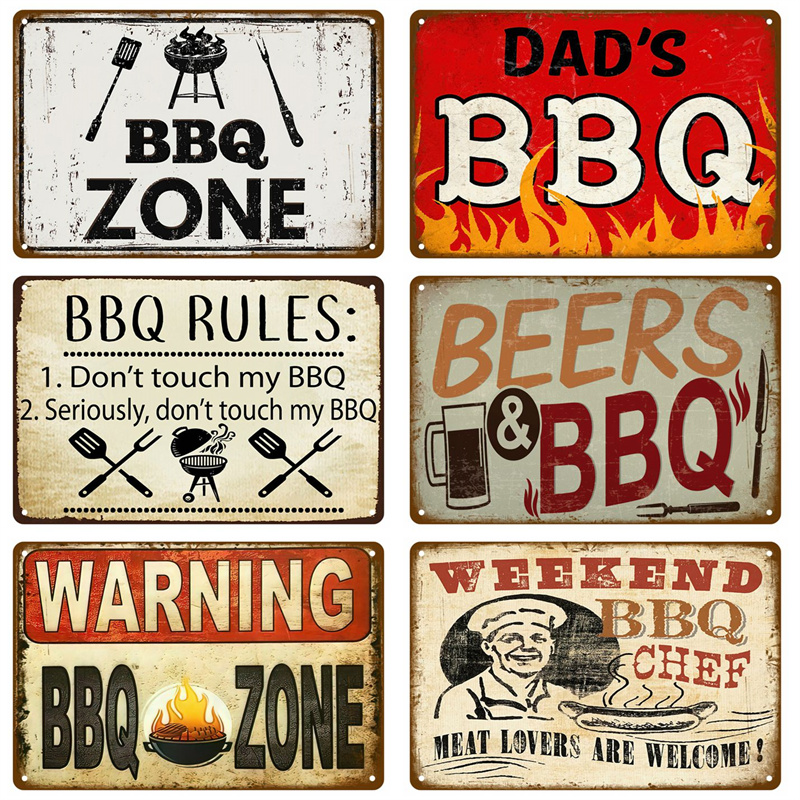 Vintage Tin Sign Dad`s BBQ Yar - Outdoor Furniture Zone 评论和价格