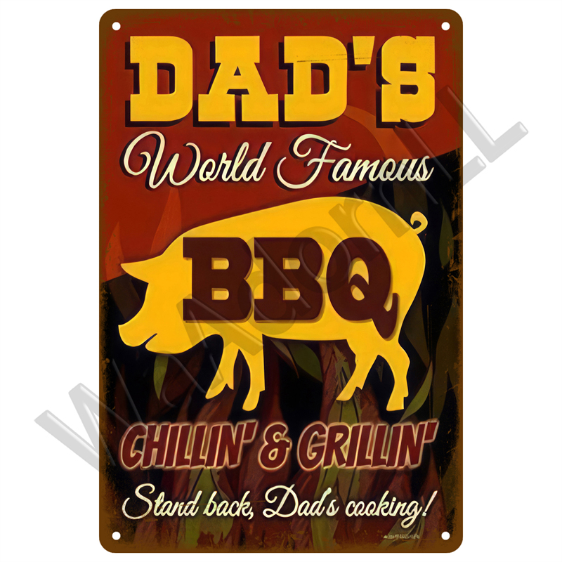 Vintage Tin Sign Dad`s BBQ Yar - Outdoor Furniture Zone 评论和价格