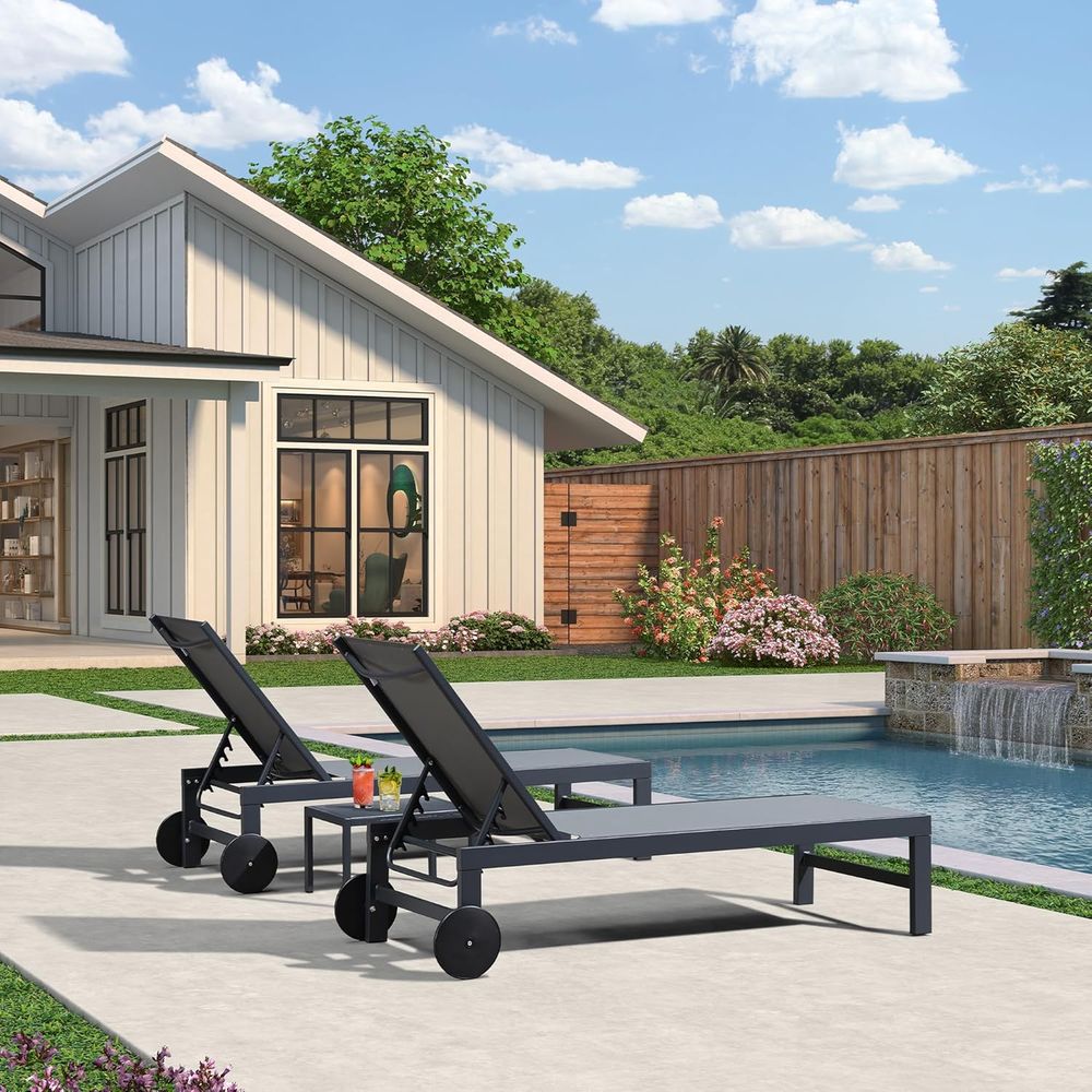 with Wheels Pool Lounge Chairs - Deck Chair Lounger 评论和价格