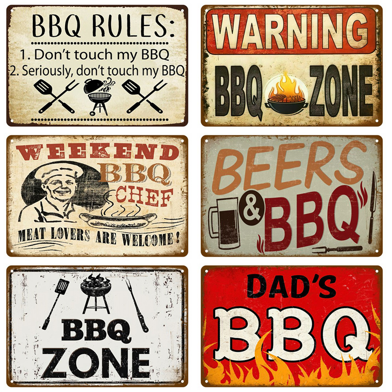 Vintage Tin Sign Dad`s BBQ Yar - Outdoor Furniture Zone 评论和价格