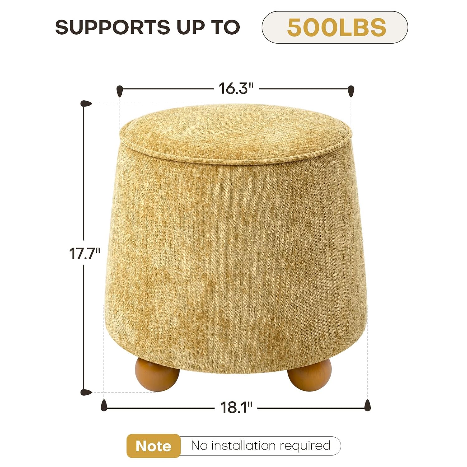 Round Tapered Ottoman Rubberwo - Outdoor Furniture Yellow 评论和价格