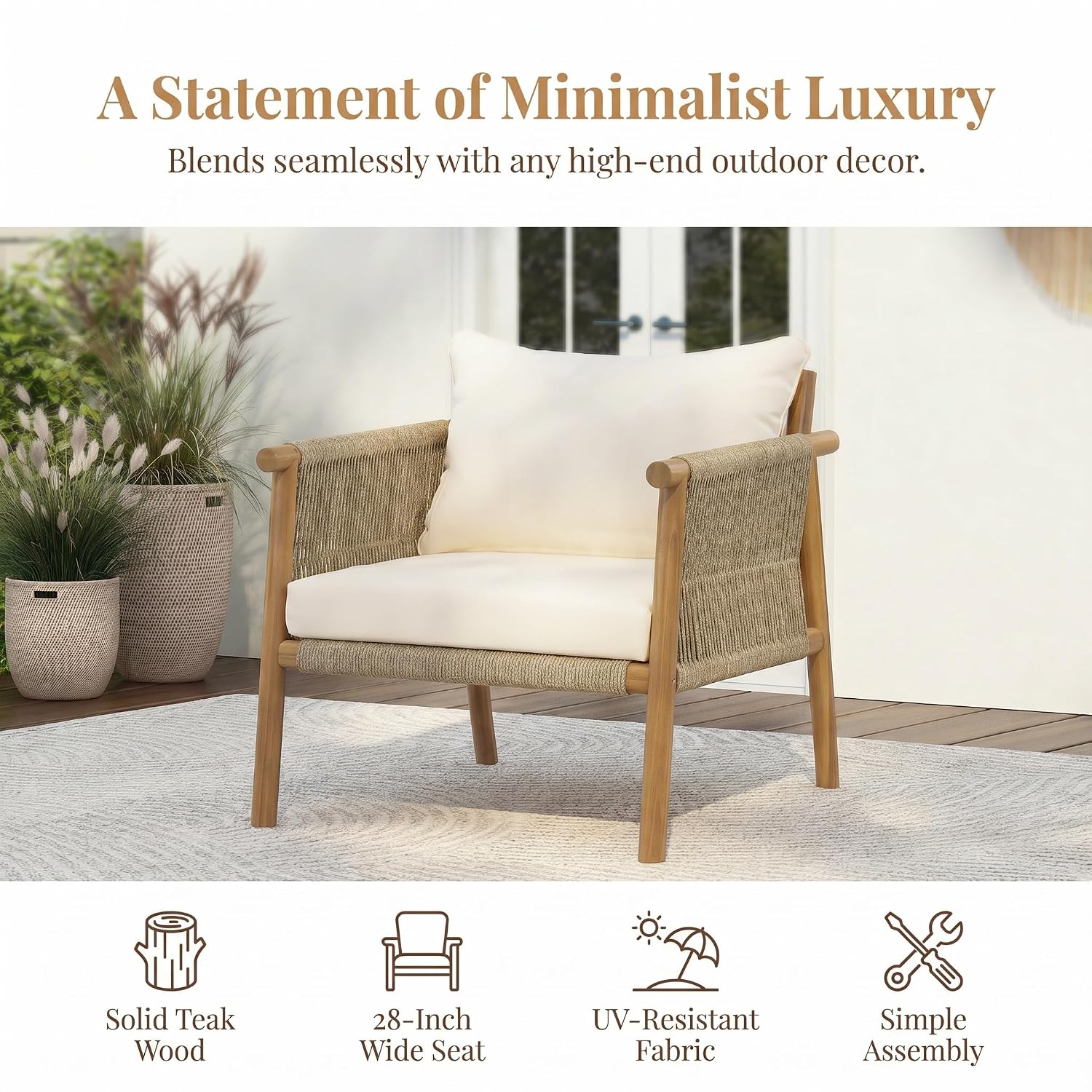 Outdoor Solid Wood Armchair Ro - Deck Chair Lounger 评论和价格