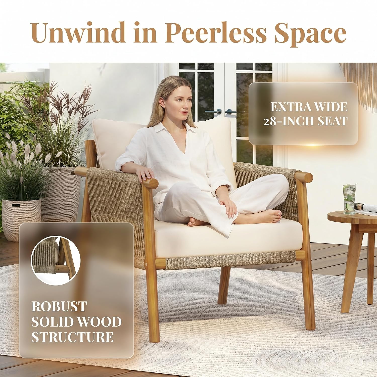 Outdoor Solid Wood Armchair Ro - Deck Chair Lounger 评论和价格